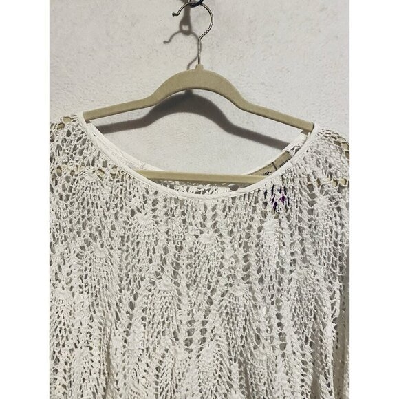 Original Anthony Cape Womens One Size White Crochet Lace Open Knit Scalloped Hem - Picture 2 of 6